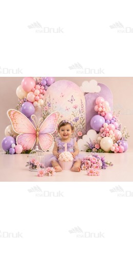 Tło fotograficzne „Pastelowe motyle i balony” | UB_880